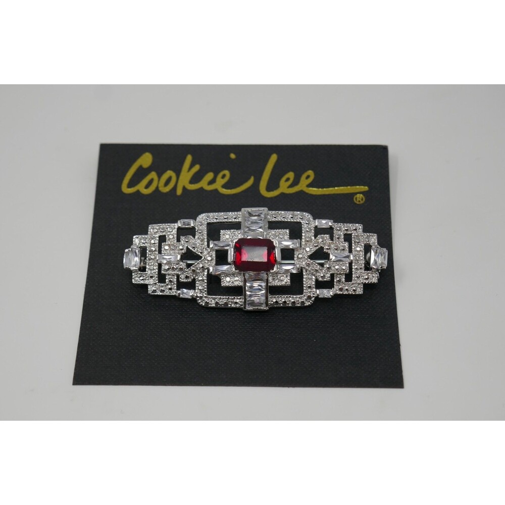 Cookie Lee Art Deco-Style Genuine Crystal Rhinestone Brooch Pin NWT